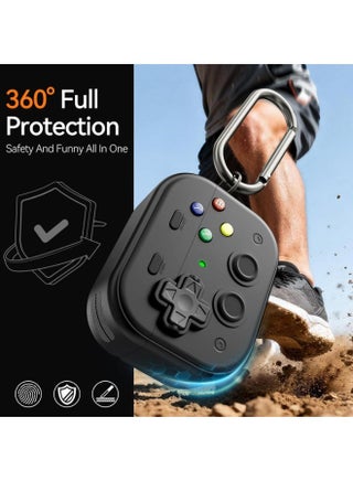 Case for Huawei FreeClip 2, Funny Hard Shell Game Design Shock-Proof Protective for Huawei FreeClip 2 Generation Case, with Cleaner Kit and Anti-Break Carabiner, Men Women (Black) - view 3